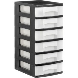 10061-TORRE DE ALMACENAJE 6 CAJONES DE 6 LITROS NEGRO/TRANSLUCIDO 390X290X635 MM ARCHIVO 2000 1106 CS TL