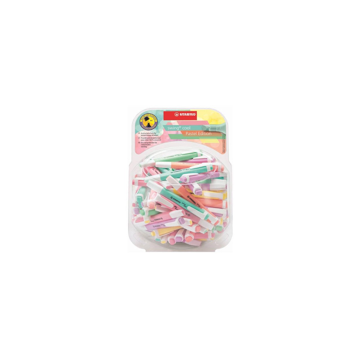 EXPOSITOR BOMBONERA PLASTICO SWING COOL PASTEL 100 UNIDADES SURTIDAS TRAZO 1 4MM STABILO 275 48 8 2