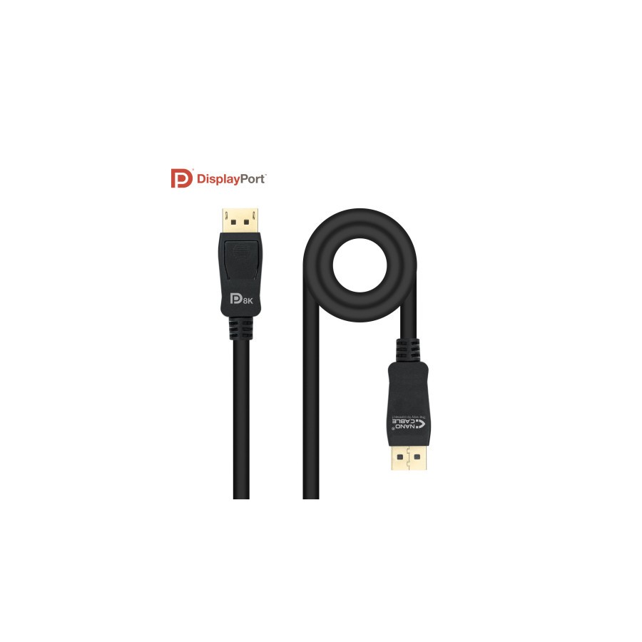 10579-Nanocable Cable DISPLAYPORT 1.4 CERTIFICADO VESA, DP/M - DP/M, Negro, 1.5 m 10579-Nanocable Cable DISPLAYPORT 1.4 CERTIFICADO VESA, DP/M - DP/M, Negro, 1.5 m