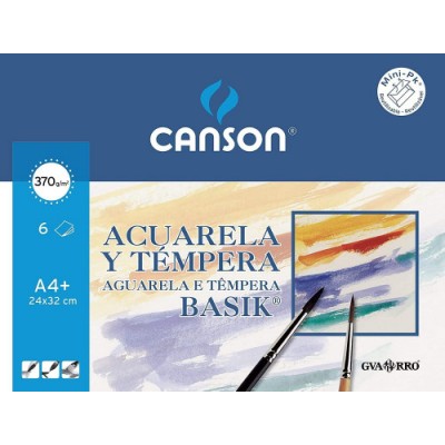 MINIPACK PROMO 24X32 6H ACUARELA BASIK 370G 20 HOJAS GRATIS GUARRO CANSON C400110488