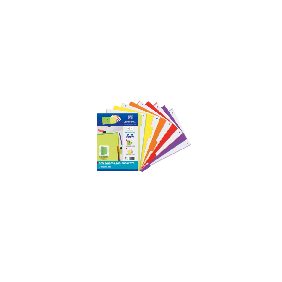 10697-KIT SEPARADORES PP 500 MICRAS A4 5 POSICIONES COLORES VIVOS OXFORD 400159037 10697-KIT SEPARADORES PP 500 MICRAS A4 5 POSICIONES COLORES VIVOS OXFORD 400159037