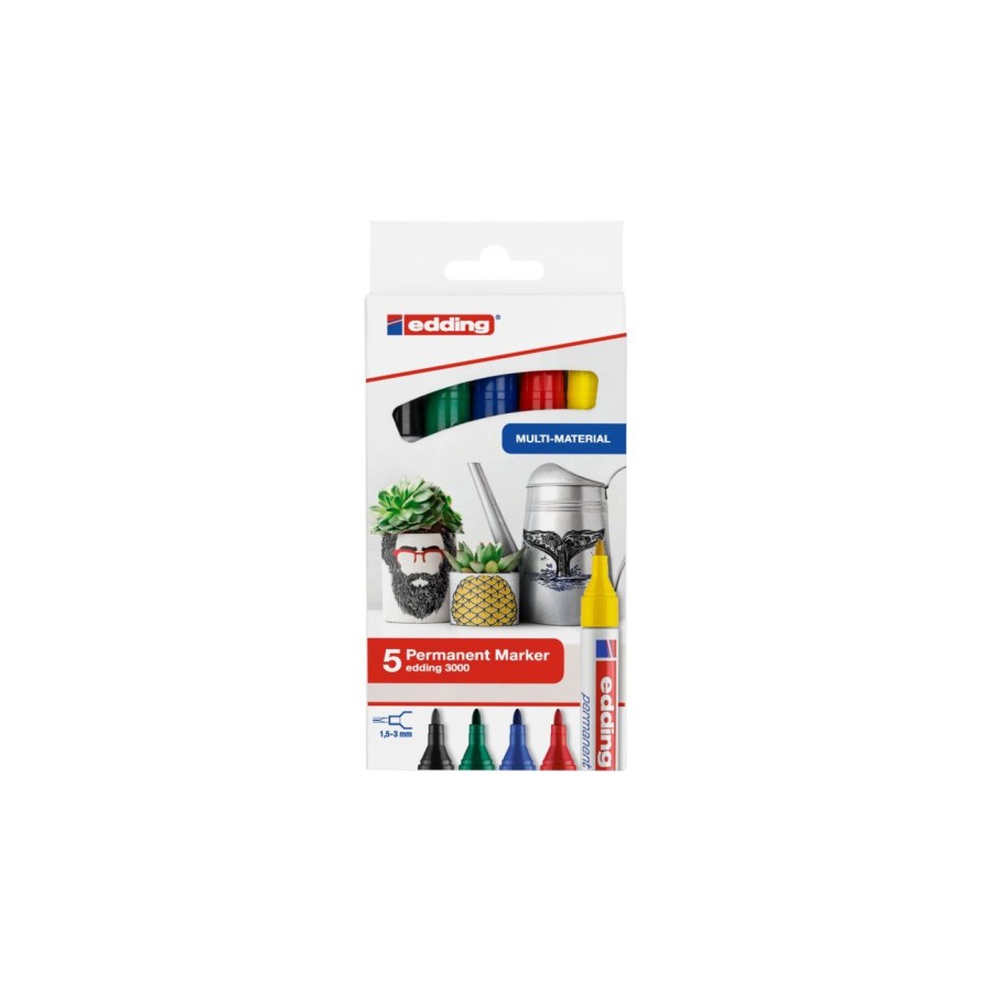 10797-Edding 3000 marcador permanente Punta redonda Negro, Azul, Verde, Rojo, Amarillo 5 pieza(s) 10797-Edding 3000 marcador permanente Punta redonda Negro, Azul, Verde, Rojo, Amarillo 5 pieza(s)