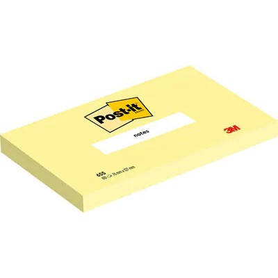 PACK 12 BLOCS 100 HOJAS NOTAS ADHESIVAS 76X127MM CANARY YELLOW CAJA CARToN 655 POST IT 7100290165