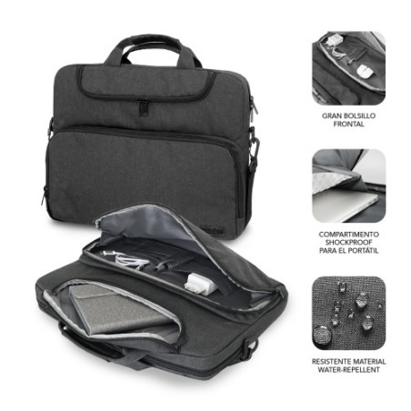 11064-SUBBLIM Maletin Ordenador Air Padding Laptop bag 13,3-14" Gris Oscuro