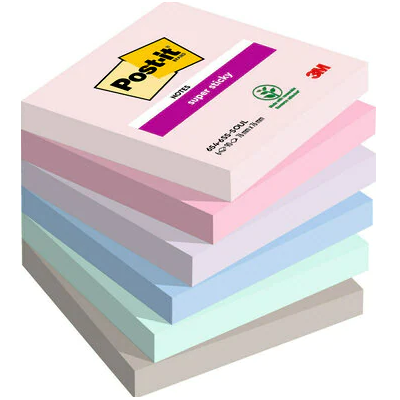 PACK 6 BLOCS 90 HOJAS NOTAS ADHESIVAS 76X76MM SUPER STICKY COLECCIoN SOULFUL 654 6SS SOUL POST IT 7100259204