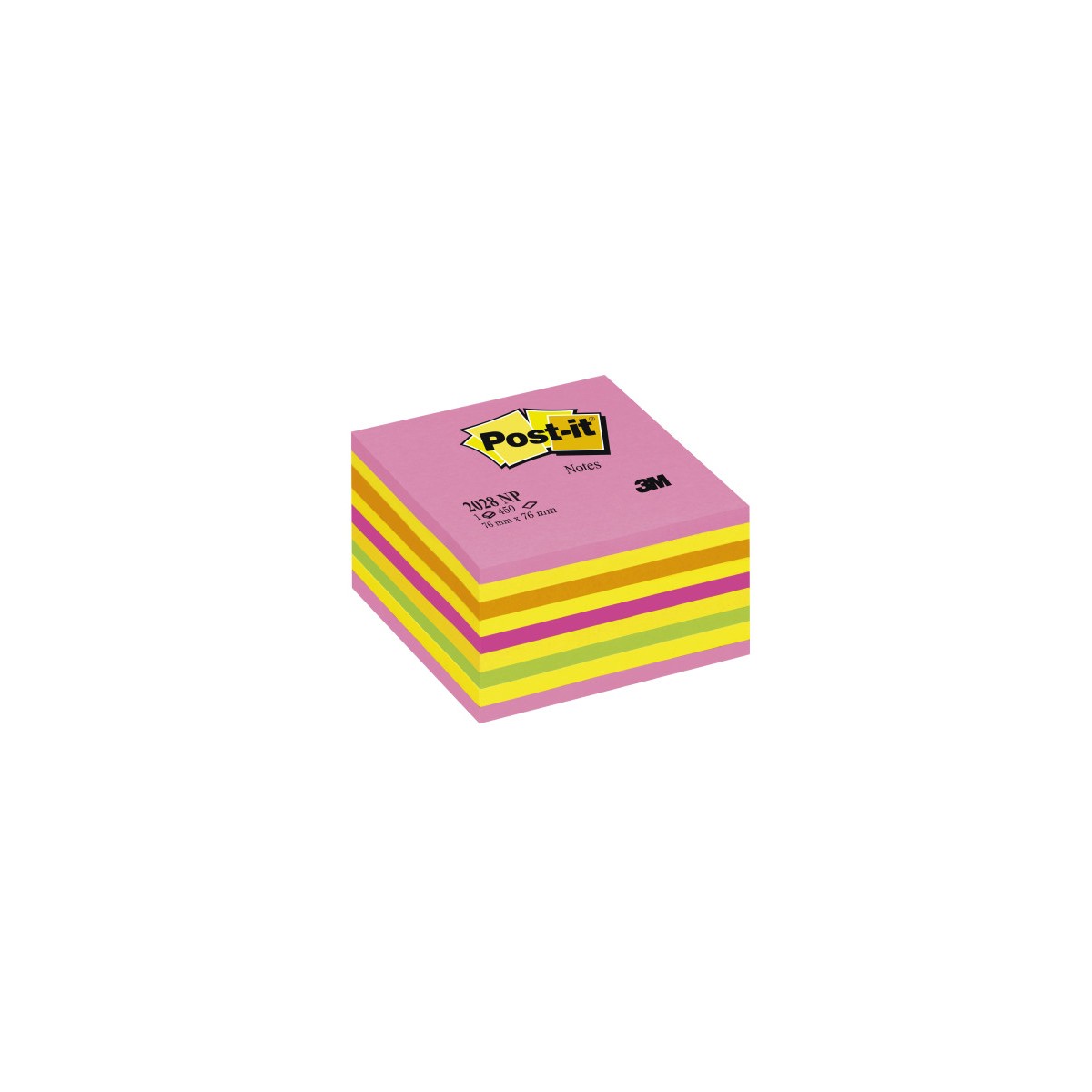 CUBO 450 HOJAS NOTAS ADHESIVAS 76X76MM COLORES NEoN 2028 NP POST IT 7100200378