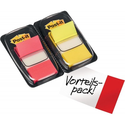 PACK 2 DISPENSADORES X 50 MARCADORES INDEX 254X432MM COLORES ROJO AMARILLO 680 RY2 POST IT 7000052571