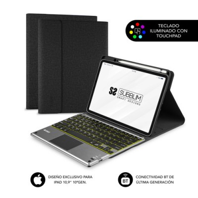 SUBBLIM Funda con Teclado Retroiluminado KEYTAB Pro BT Touchpad Ipad 109 10a Gen Black