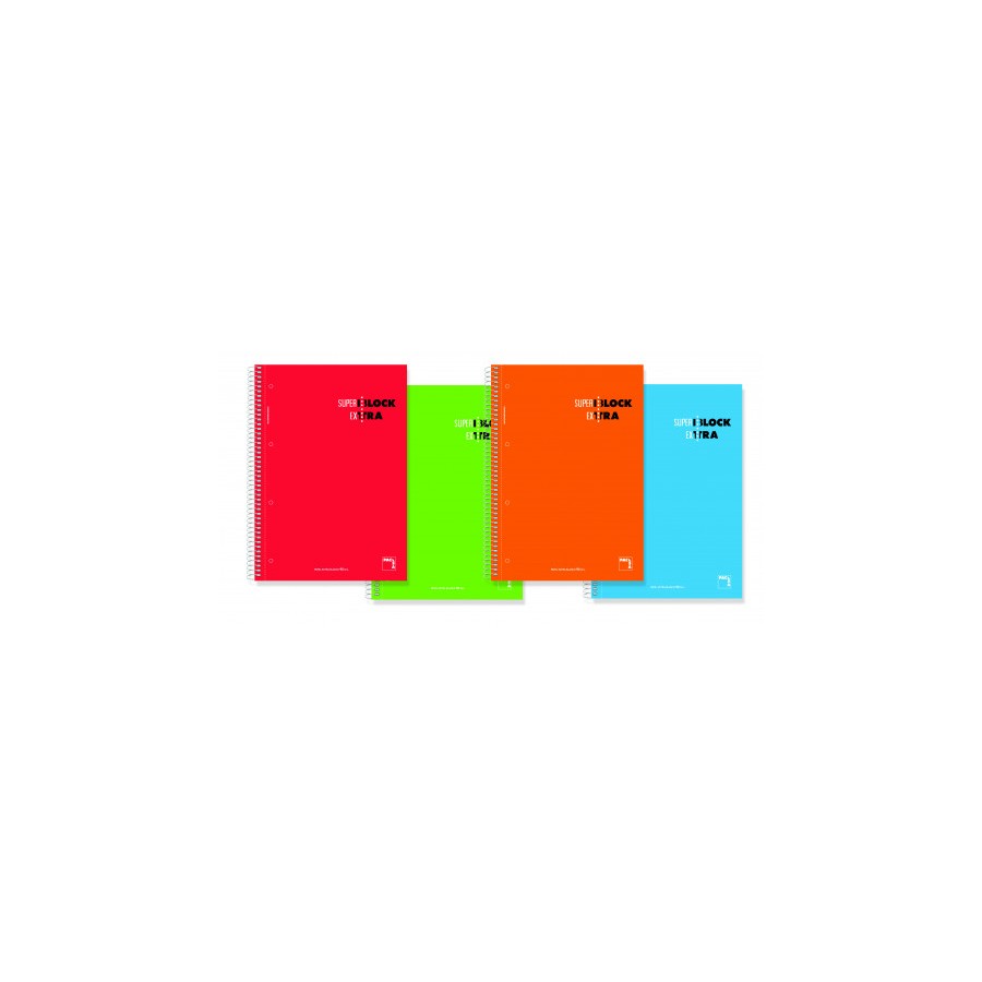 1179-CUADERNO ESPIRAL SERIE SUPERBLOCK EXTRA TAPA DURA 90 GRS. A-4 (210X297MM.) MICROPERFORADO 120 HOJAS CUADRICULA 5X5