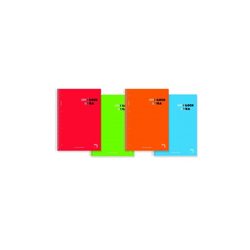 1180-CUADERNO ESPIRAL SERIE SUPERBLOCK EXTRA TAPA DURA 90 GRS. A-5 (148X210MM.) MICROPERFORADO 120 HOJAS CUADRICULA 5X5