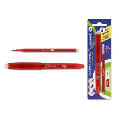 BOLIGRAFO BORRABLE C CAPUCHON1 RECAMBIO ROJO BISMARK 329571