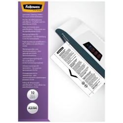 11876-PACK 10 HOJAS DE LIMPIEZA PARA PLASTIFICADORAS FELLOWES 5320604