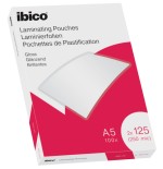 11880-CAJA 100 BOLSAS DE PLASTIFICACION 154X216 A5 BRILLO 125 MICRAS IBICO 627315