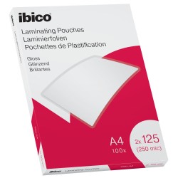 11881-CAJA 100 BOLSAS DE PLASTIFICACION 216X303 A4 BRILLO 125 MICRAS IBICO 627318