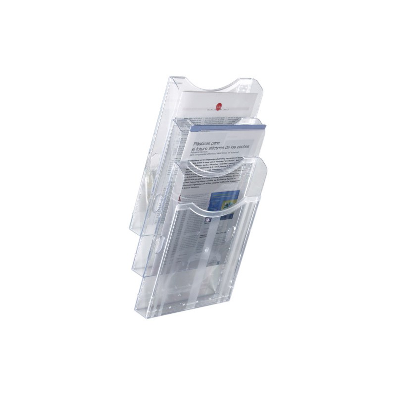 12077-EXPOSITOR MURAL ARCHIPLAY 3 COMPARTIMENTOS A4 VERTICAL 105x235x445MM TRANSPARENTE ARCHIVO2000 6123 CS TP
