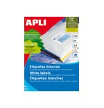12118-CAJA 100 HOJAS ETIQUETAS BLANCAS PERMANENTES 64,6 X 33,8 MM APLI 1263