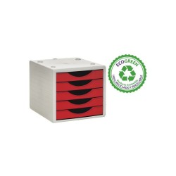 12132-MODULO ECOGREEN 5 CAJONES BLANCO 100% RECICLADO Y RECICLABLE DIN A4 FOLIO Y SUBCARPETA MEDIDAS: 340X270X260 MM CAR