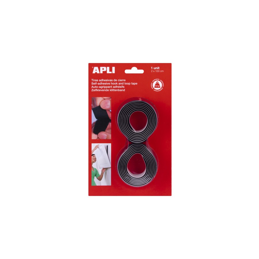 12815-BLISTER 2 CINTAS TIPO VELCRO ADHESIVAS COLOR NEGRO 20 MM X 1 M APLI 13656 12815-BLISTER 2 CINTAS TIPO VELCRO ADHESIVAS COLOR NEGRO 20 MM X 1 M APLI 13656