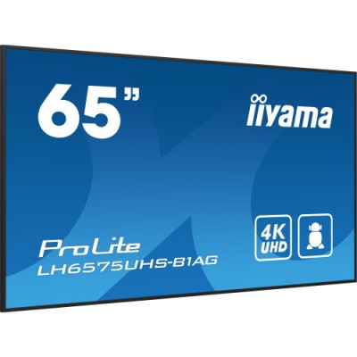 MONITOR IIYAMA 65 3840X2160 UHD IPS PANEL HAZE 25 500CD M LANDSCAPE AND PORTRAIT SIGNAL FAILOVER SPEAKERS 2X 10W MULTIPLE INPUT