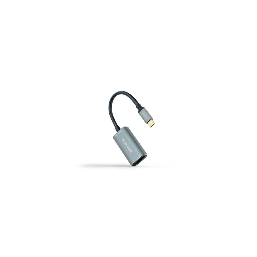 13036-Nanocable Conversor USB-C a DisplayPort 8K Aluminio, 15 cm, Gris