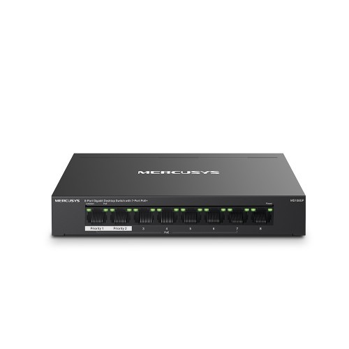 13307-Mercusys MS108GP switch Gestionado Gigabit Ethernet (10/100/1000) Energia sobre Ethernet (PoE) Negro