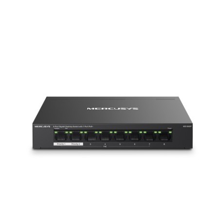 13307-Mercusys MS108GP switch Gestionado Gigabit Ethernet (10/100/1000) Energia sobre Ethernet (PoE) Negro