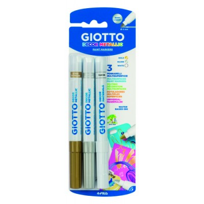 BLiSTER 3 ROTULADORES DECOR METALLIC ORO PLATA Y BLANCO GIOTTO F014700