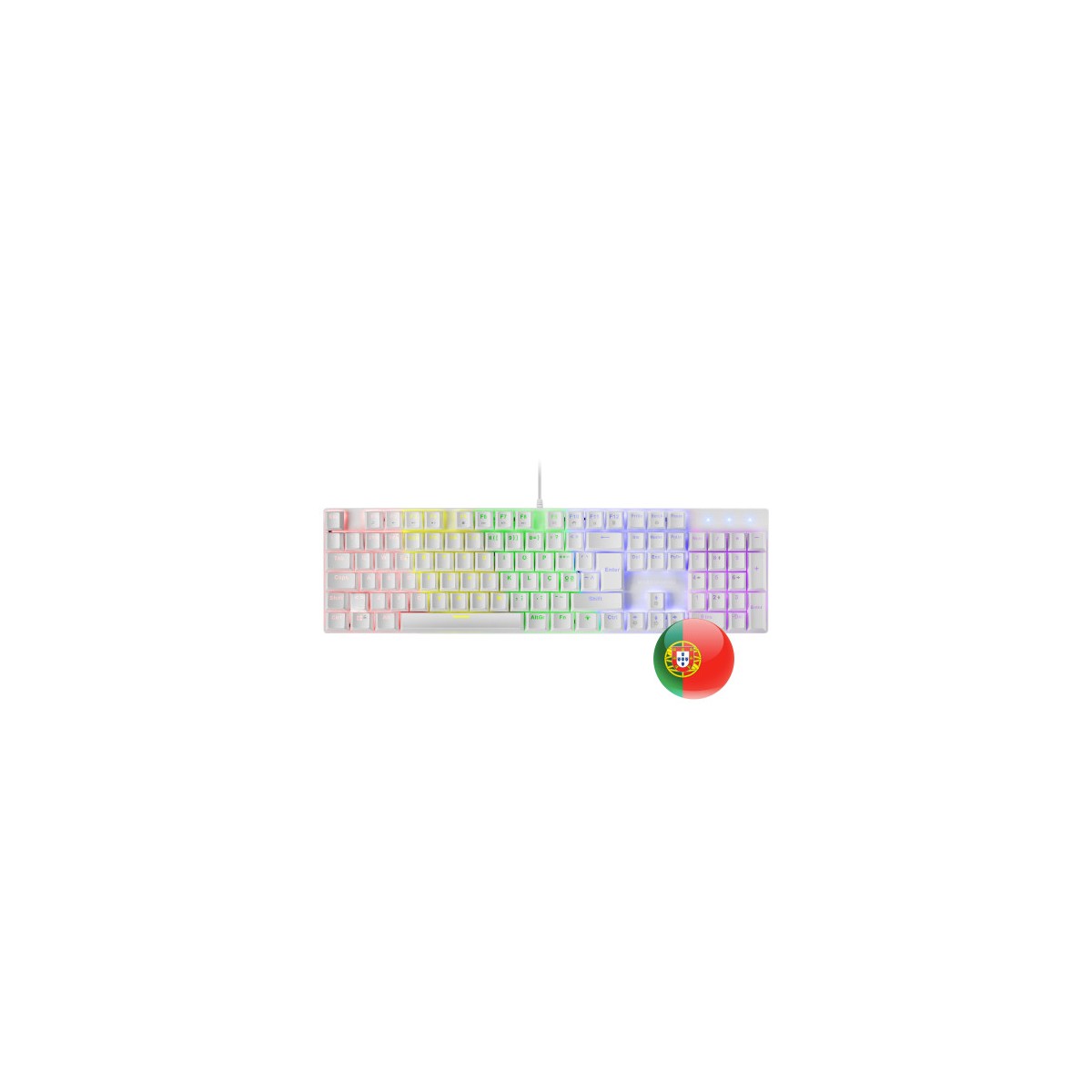 Mars Gaming MK422 Blanco Teclado Gaming RGB Switch Mecanico Azul Idioma Portugues