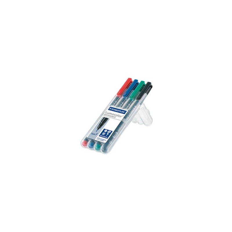 1391-ESTUCHE 4 MARCADORES LUMOCOLOR PERMANENTE PUNTA FINA 0,6MM. SURTIDOS STAEDTLER 318 WP4