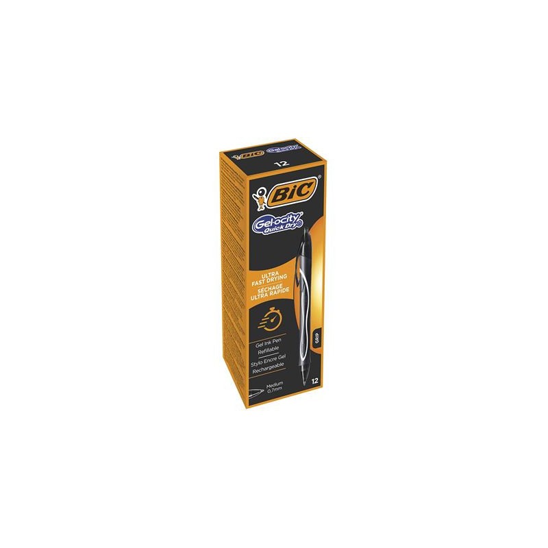 1421-BOLIGRAFO GELOCITY QUICK DRY RETRACTIL TRAZO 0,7 MM. COLOR NEGRO BIC 949873