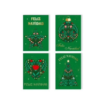 TARJETA FELICITACIoN NAVIDAD FOIL GREEN GOLD BISMARK 330895