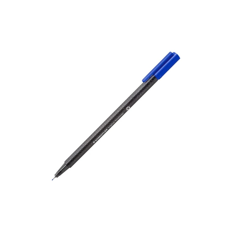 14863-CAJA DE 10 ROTULADORES TRIPLUS FINELINER 334 ECO EDITION AZUL STAEDTLER 334 R-3
