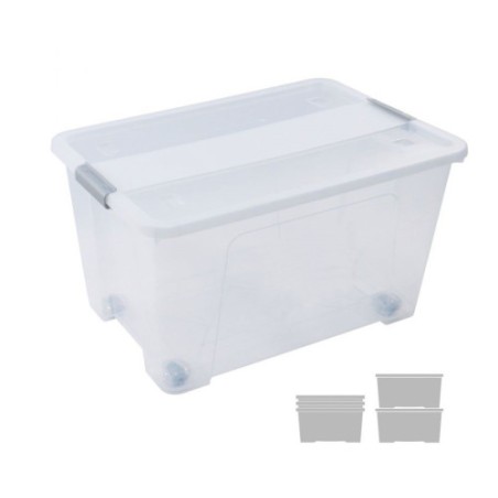 15023-CAJA DE ALMACENAJE CON TAPA Y RUEDAS 52 LITROS 40X57X32CM PP TRANSPARENTE ARCHIVO 2000 CP1482052 CS TP