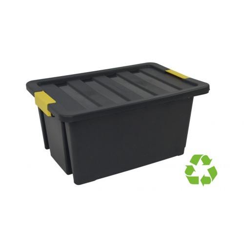 15024-CAJA SOSTENIBLE DE ALMACENAJE CON TAPA Y RUEDAS 55 LITROS 43X63X30CM PP NEGRO ARCHIVO 2000 CP1481055 NE