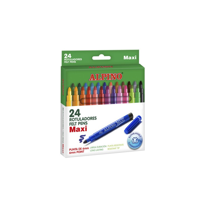 1522-ESTUCHE 24 UNIDADES ROTULADORES PUNTA GRUESA COLORES SURTIDOS ALPINO AR000007N