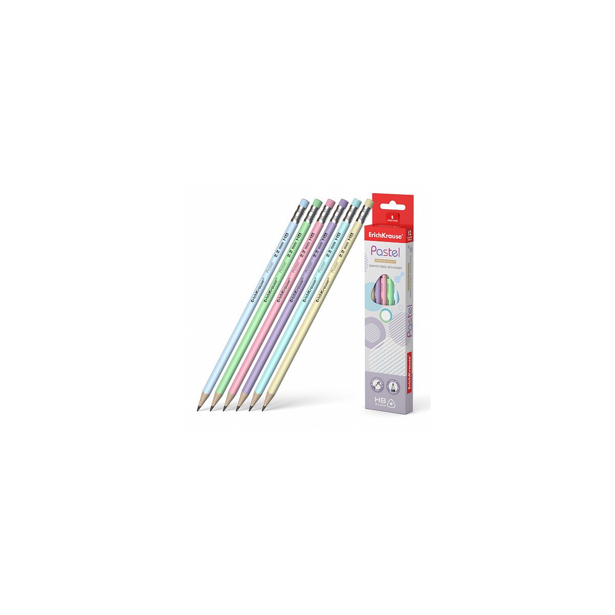 LaPIZ DE GRAFITO TRIANGULAR CON GOMA PASTEL HB ERICH KRAUSE 56006