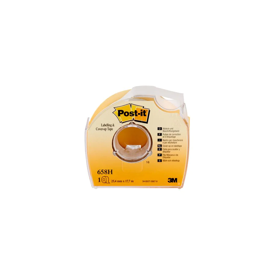 15597-BLISTER CINTA OCULTAR/ETIQUETAR 6 LINEAS 25MM X 17,7M CON PORTARROLLO 658-HD POST-IT 7100222076