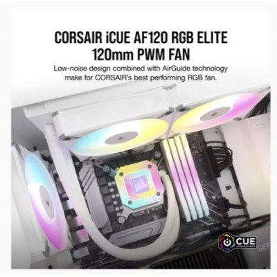 VENTILADOR CAJA CORSAIR AF ELITE SERIES AF120 RGB ELITE 120 MM FLUID DINAMIC AIRGUIDE SINGLE PACK BLANCO CO 9050157 WW