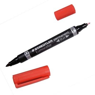 MARCADOR DUO LUMOCOLOR PERMANENTE PUNTAS 06 1MM 1MM ROJO STAEDTLER 348 2