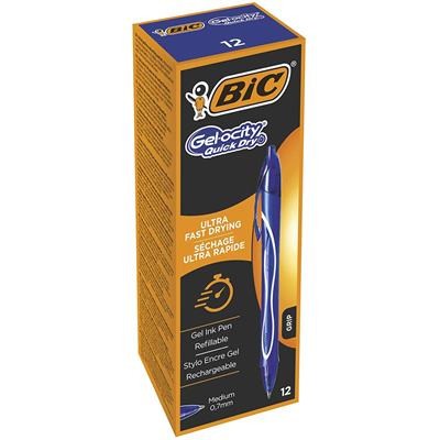 BOLIGRAFO GELOCITY QUICK DRY RETRACTIL TRAZO 07 MM COLOR AZUL BIC 950442