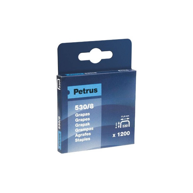 1695-CAJA DE 1200 GRAPAS TIPO 530/8 COBREADAS PARA CLAVADORAS PETRUS 77514