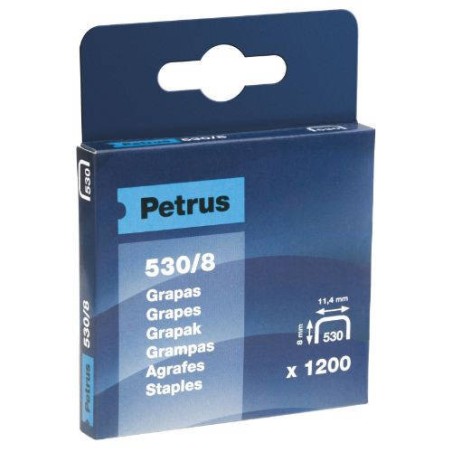 1695-CAJA DE 1200 GRAPAS TIPO 530/8 COBREADAS PARA CLAVADORAS PETRUS 77514