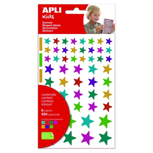 17178-BOLSA DE GOMETS - PEGATINAS ESTRELLAS MULTICOLOR 6 HOJAS APL