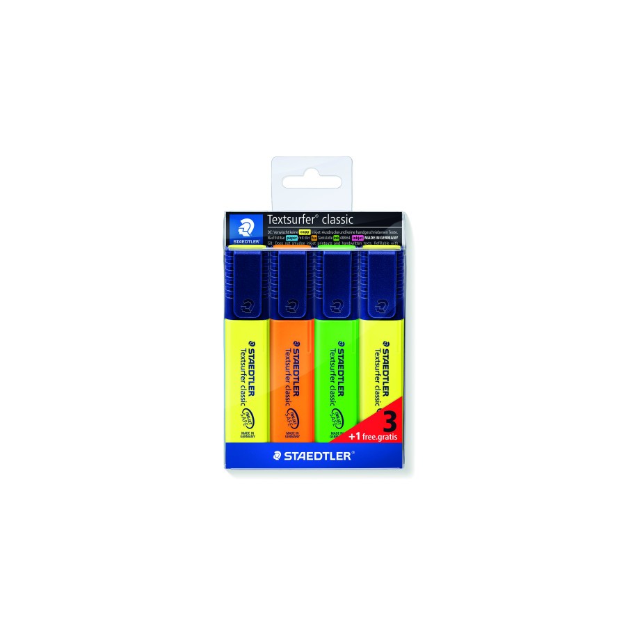 17379-ESTUCHE 3 + 1REGALO MARCADORES FLUORESCENTE CLASSIC 364 TEXTSURFER STAEDTLER 364-S WP4P 17379-ESTUCHE 3 + 1REGALO MARCADORES FLUORESCENTE CLASSIC 364 TEXTSURFER STAEDTLER 364-S WP4P