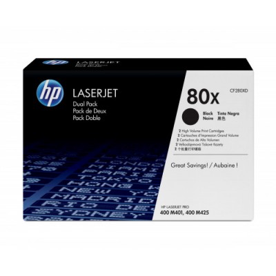 HP 80X PACK 2 TONER NEGRO ALTA CAPACIDAD HP80X CF280XD