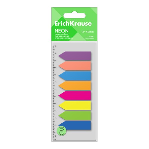 17749-BLISTER 200 MARCAPAGINAS NEON FLECHAS 12X45MM 8 COLORES ERICH KRAUSE 61559 ERICH