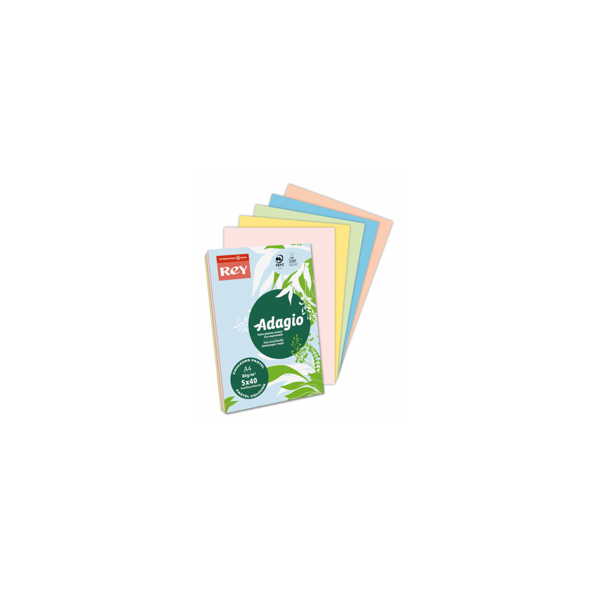 PAQUETE 500H PAPEL 80GR A4 VERDE HOJA PALIDO ADAGIO 156228