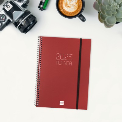 AGENDA 2025 BASIC OPAQUE E10 155X212MM SEMANA VISTA HORIZONTAL BURDEOS FINOCAM 742767425