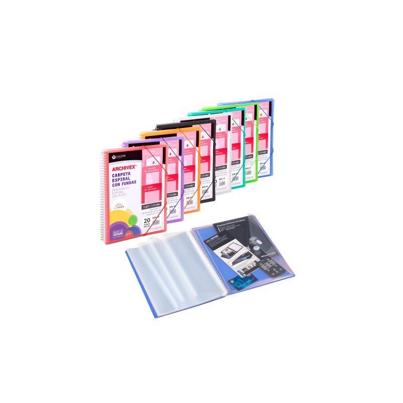 1820-CARPETA ARCHIVEX-STAR ESPIRAL CANGURO 40 FUNDAS COLOR NEGRO CARCHIVO 53034006
