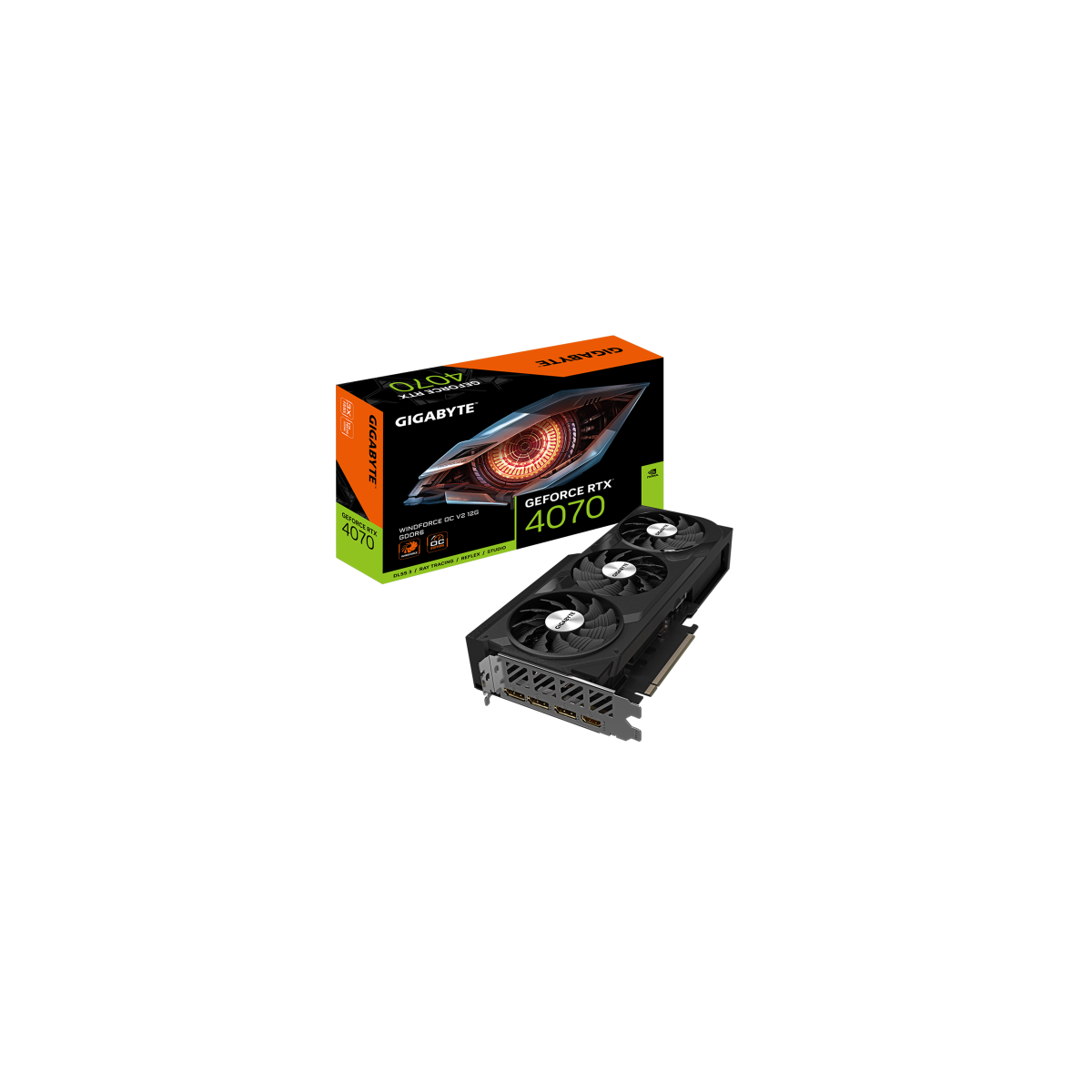 VGA GIGABYTE GV N4070WF3OCV2 12GDNVRTX4070GDDR6X12GB192BITHDMI3DPWINDFORCE 3X 3 VENTILADORES